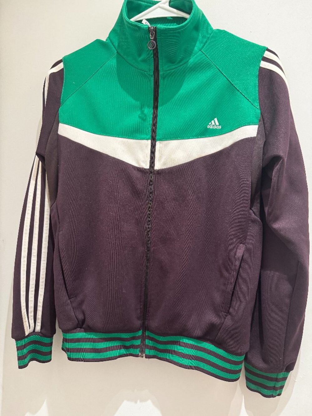 Adidas Climacool jacket green black white zip pockets
